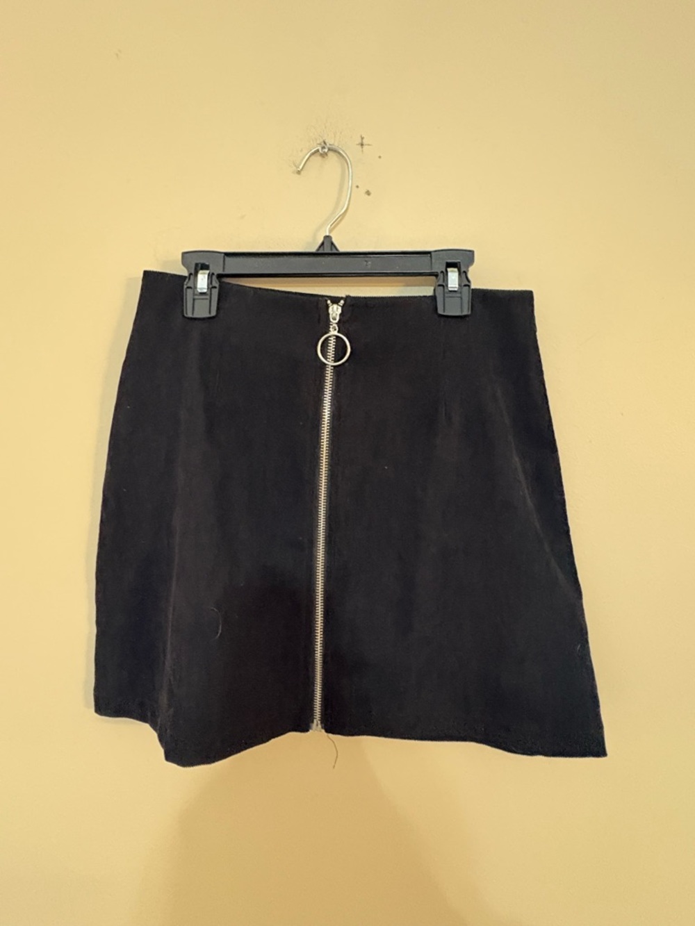 Black Front-Zip A-Line Skirt